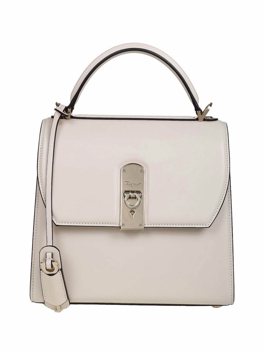 Salvatore Ferragamo Ivory Leather Top with Gold Hardware